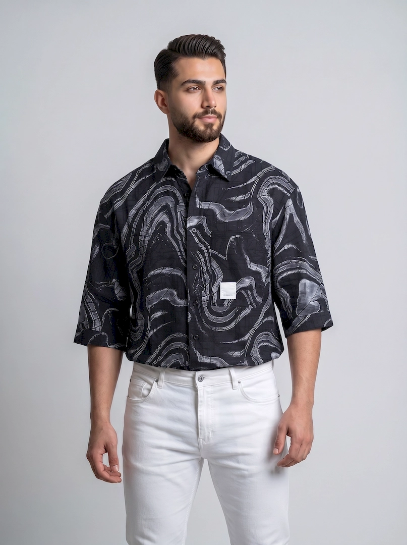 پیراهن طر ح دار مردانه  10075